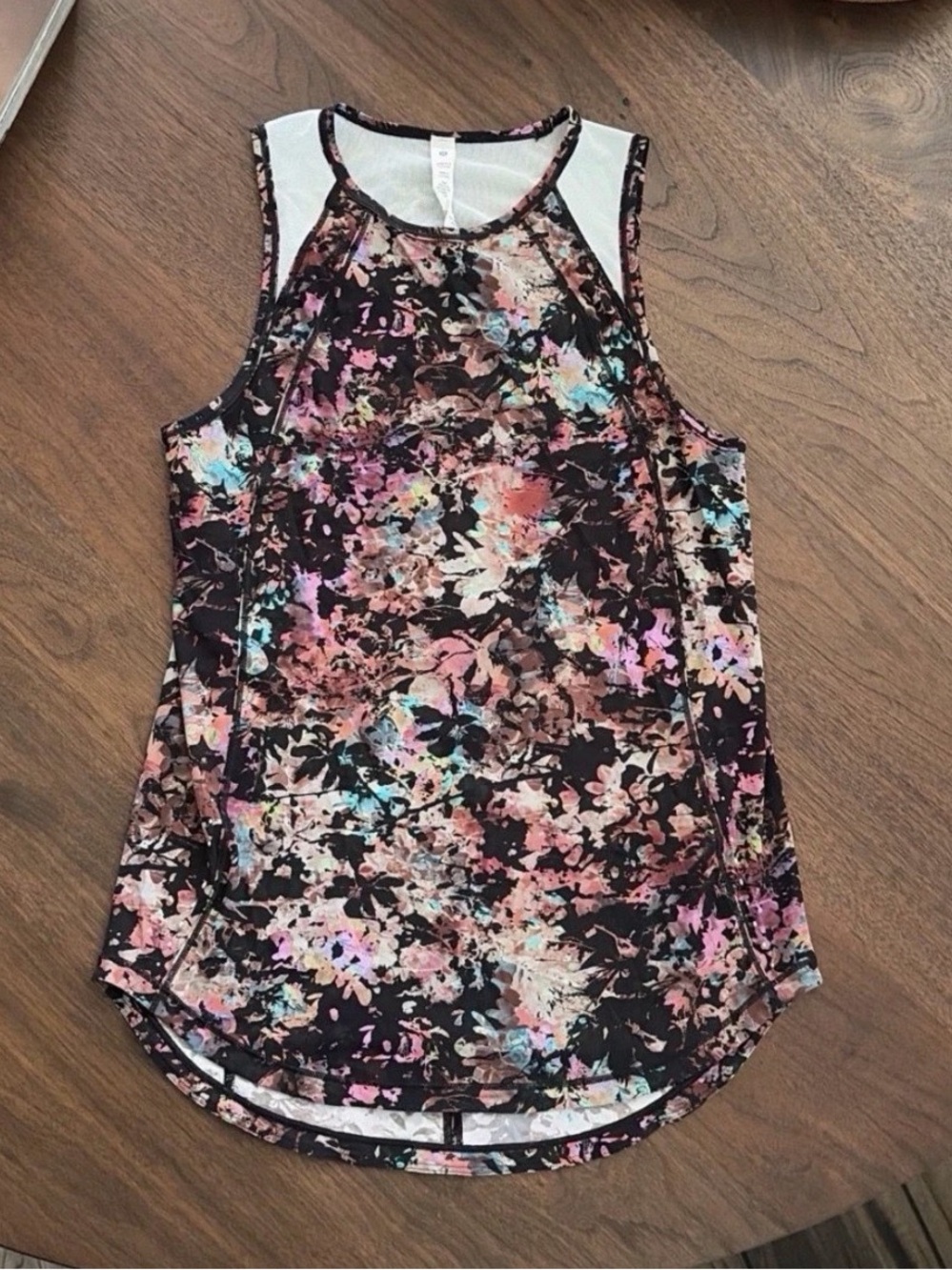 lululemon athletica Black Multicolor Floral Muscle Tank